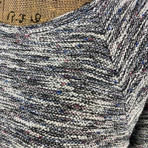 Loft Boucle Textured Bell Sleeve Knit Top Black Multi Large - Picture 6 of 12
